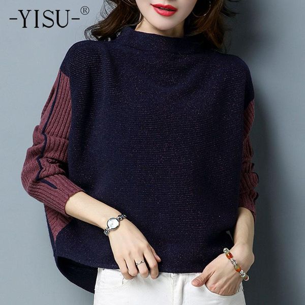 women's sweaters yisu women winter sweater half turtleneck stitching color jumper bat sleeve long loose knitted pullover, White;black
women's sweaters yisu women winter sweater half turtleneck stitching color jumper bat sleeve long loose knitted pullover, White;black