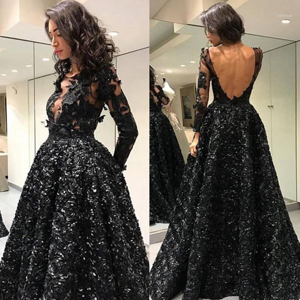 black prom dress long 2020 new design full 3d flowers open back see through long sleeves floor length evening dress cp5691, White;black
black prom dress long 2020 new design full 3d flowers open back see through long sleeves floor length evening dress cp5691, White;black