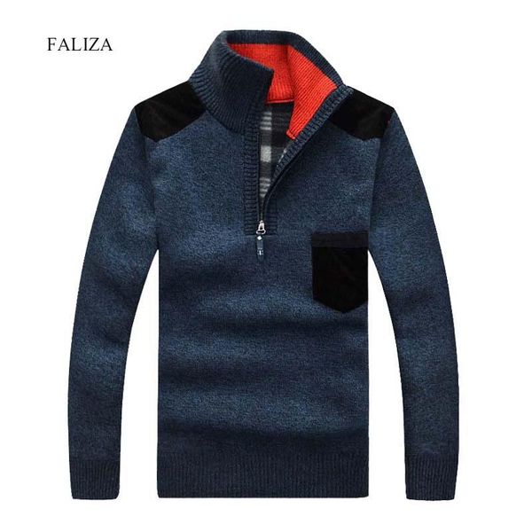 faliza winter knitted sweaters men's half zip fleece knitted wool warm turtleneck pullovers pocket casual male thick coat xy104, White;black
faliza winter knitted sweaters men's half zip fleece knitted wool warm turtleneck pullovers pocket casual male thick coat xy104, White;black