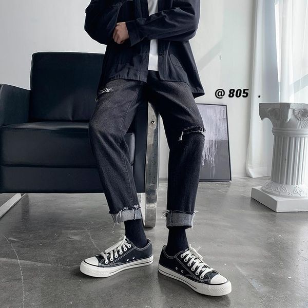 2019 autumn and winter new youth hole patch fit straight pants fashion casual solid color jeans black / sky blue s-2xl1
2019 autumn and winter new youth hole patch fit straight pants fashion casual solid color jeans black / sky blue s-2xl1