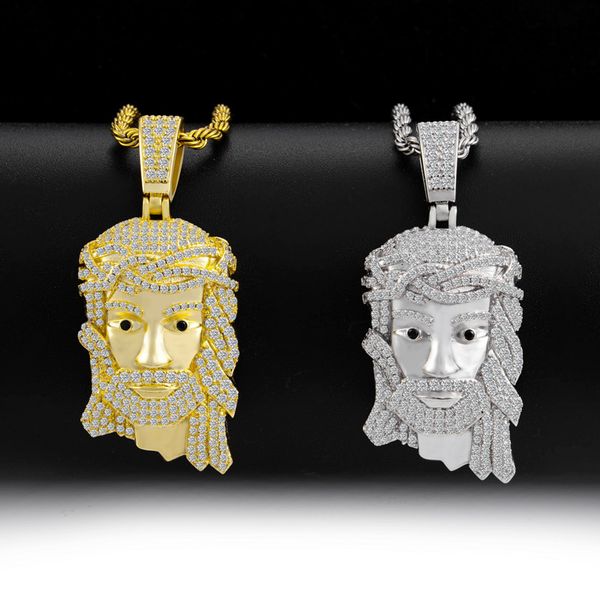 european and american hip hop accessories full bling cz stone jesus pendant necklace for mens rapper street jewelry, Silver
european and american hip hop accessories full bling cz stone jesus pendant necklace for mens rapper street jewelry, Silver