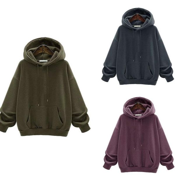 women spring autumn long sleeves loose hooded sweatshirt solid color hoodie, Black
women spring autumn long sleeves loose hooded sweatshirt solid color hoodie, Black
