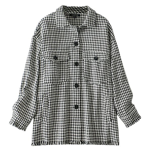 rr loose turn down collar jackets women fashion houndstooth tweed coats women elegant pockets jackets female ladies hv 201106, Black;brown
rr loose turn down collar jackets women fashion houndstooth tweed coats women elegant pockets jackets female ladies hv 201106, Black;brown