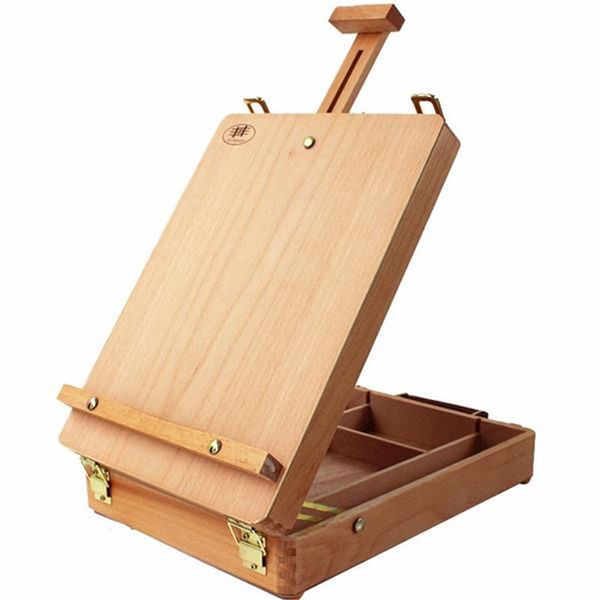 Multifunctional Portable Easel Beech Paint Box Art Drawing Painting Table Box Oil Paint Suitcase Deskbox Art Supplies Y200428
