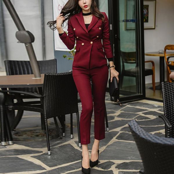 women's two piece pants 2021 spring wine red slim style women pant suits waist buttons blazer jacket & pencil set, White
women's two piece pants 2021 spring wine red slim style women pant suits waist buttons blazer jacket & pencil set, White
