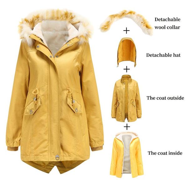 women's jackets ladies long sleeve coats cotton solid color coat women winter removable liner detachable hat warm plus fleece #t2g, Black;brown
women's jackets ladies long sleeve coats cotton solid color coat women winter removable liner detachable hat warm plus fleece #t2g, Black;brown