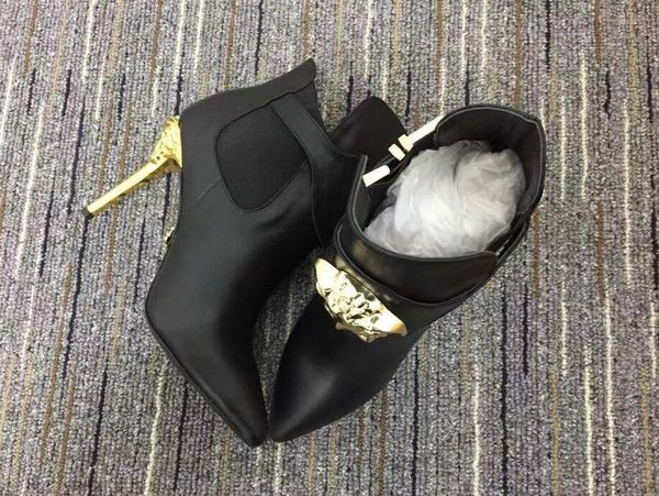 european station super high heel stiletto leather cowhide ankle boots metal versatile fashion martin boots women's boots, Black
european station super high heel stiletto leather cowhide ankle boots metal versatile fashion martin boots women's boots, Black