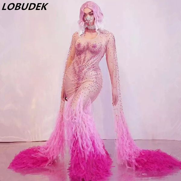 evening party transparent dresses singer models stage catwalk pink rhinestones tassel mermaid dress birthday prom mesh floor-length dress, Black
evening party transparent dresses singer models stage catwalk pink rhinestones tassel mermaid dress birthday prom mesh floor-length dress, Black