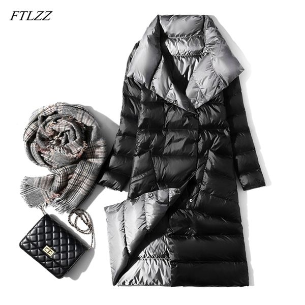ftlzz ultra light long jacket women winter double sided slim white duck down coat single breasted turtleneck warm parkas 200923, Black
ftlzz ultra light long jacket women winter double sided slim white duck down coat single breasted turtleneck warm parkas 200923, Black