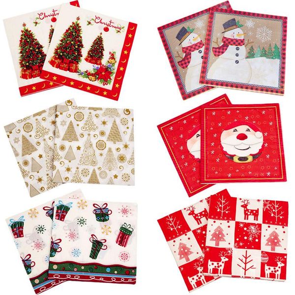 disposable flatware 20pcs christmas paper napkins christams tree santa claus tableware tissue for year xmas party home decor 33*33cm
disposable flatware 20pcs christmas paper napkins christams tree santa claus tableware tissue for year xmas party home decor 33*33cm