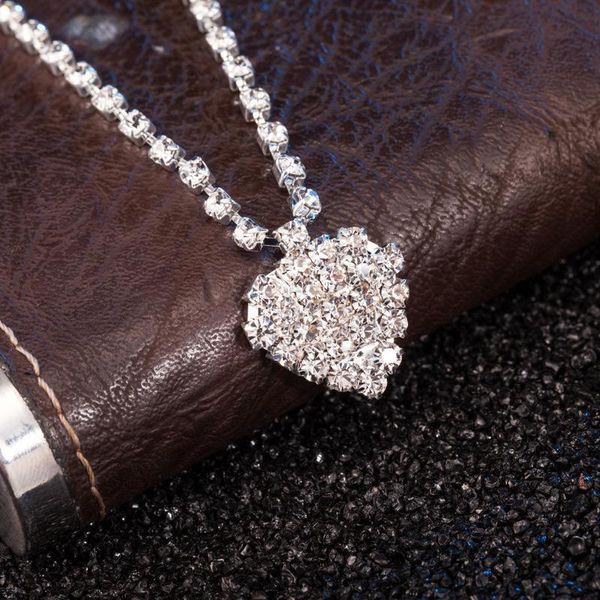 pendant necklaces fashion crystal lovers choker necklace loving heart simple jewelry for women and girls, Silver 
pendant necklaces fashion crystal lovers choker necklace loving heart simple jewelry for women and girls, Silver