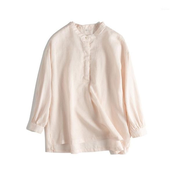 women's blouses & shirts linen slim stand collar half open button down shoulder nine point sleeve shirt for women 12201, White
women's blouses & shirts linen slim stand collar half open button down shoulder nine point sleeve shirt for women 12201, White