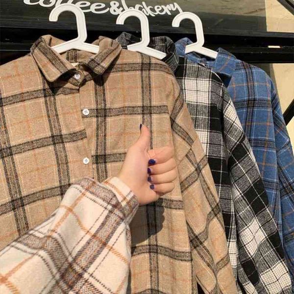 women blouses turn-down collar autumn shirts plaid batwing-sleeve loose outwear harajuku female casual shirt streetwear, White
women blouses turn-down collar autumn shirts plaid batwing-sleeve loose outwear harajuku female casual shirt streetwear, White