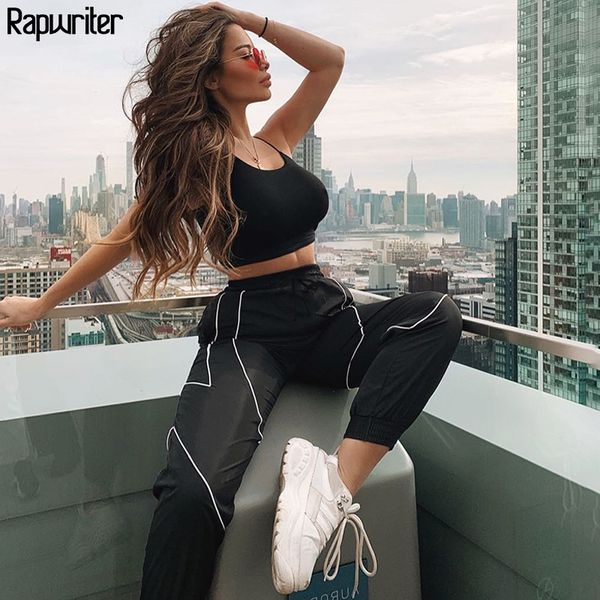 rapwriter fashion reflective strip drawstring sweatpants women fall stretch high waist loose streetwear cargo jogger pants 201106, Black;white
rapwriter fashion reflective strip drawstring sweatpants women fall stretch high waist loose streetwear cargo jogger pants 201106, Black;white