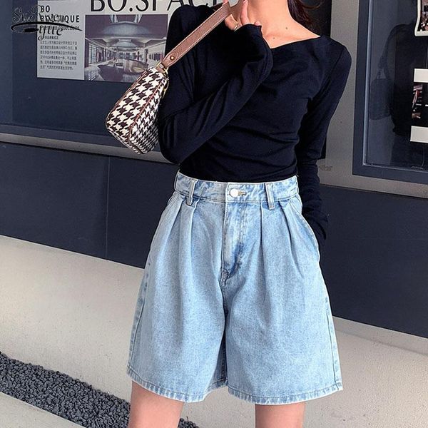 women's shorts 2021 summer plus size women high waist blue vintage wide leg jeans chic denim short femme 9001, White;black
women's shorts 2021 summer plus size women high waist blue vintage wide leg jeans chic denim short femme 9001, White;black