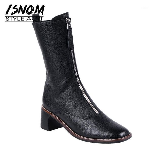 isnom motorcycle boots women cow leather mid-calf boot woman high heels shoes female square toe shoes ladies winter 2020 new1, Black
isnom motorcycle boots women cow leather mid-calf boot woman high heels shoes female square toe shoes ladies winter 2020 new1, Black