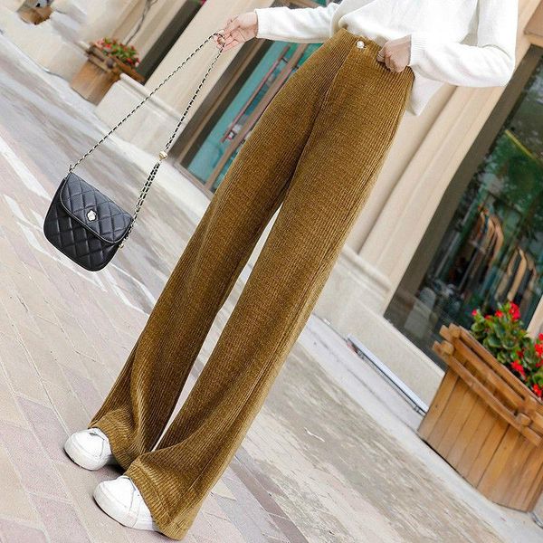 2021 women autumn winter loose velvet pant lady casual high waist wide leg trouser female button solid elegant straight pant h58, Black;white
2021 women autumn winter loose velvet pant lady casual high waist wide leg trouser female button solid elegant straight pant h58, Black;white