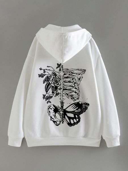 butterfly & skeleton print kangaroo pocket drawstring thermal hoodie l6ba#, White;black
butterfly & skeleton print kangaroo pocket drawstring thermal hoodie l6ba#, White;black