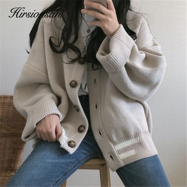 hirsionsan knitted cardigans sweater women solid color basic elengant ins button new oversized female warm casual overwear y200915, White;black
hirsionsan knitted cardigans sweater women solid color basic elengant ins button new oversized female warm casual overwear y200915, White;black