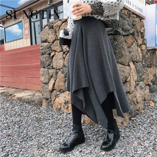 sungtin korean casual loose elastic high waist knitted skirt women irregular hem skirt female soft warm all match elegant skirts, Black
sungtin korean casual loose elastic high waist knitted skirt women irregular hem skirt female soft warm all match elegant skirts, Black