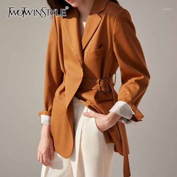 women's suits & blazers vgh casual solid minimalist blazer for women notched long sleeve korean sashes female fashion clothing 2021 aut, White;black
women's suits & blazers vgh casual solid minimalist blazer for women notched long sleeve korean sashes female fashion clothing 2021 aut, White;black