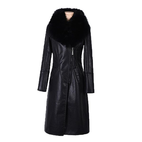 women's leather & faux black jacket for winter 2021 plus velvet warm slim big fur collar long coat female outerwear m-4xl
women's leather & faux black jacket for winter 2021 plus velvet warm slim big fur collar long coat female outerwear m-4xl