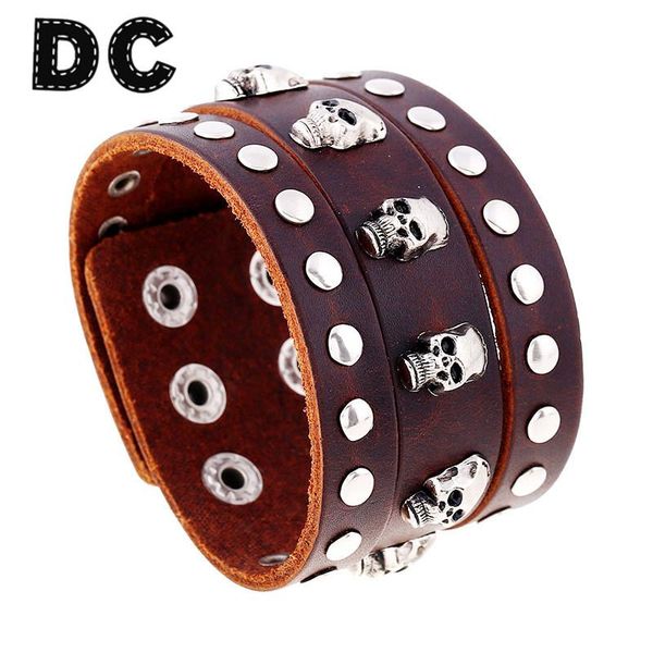 tennis unique design rock rivet gothic skeleton skull bracelet punk three row wide cuff leather, Golden;silver
tennis unique design rock rivet gothic skeleton skull bracelet punk three row wide cuff leather, Golden;silver