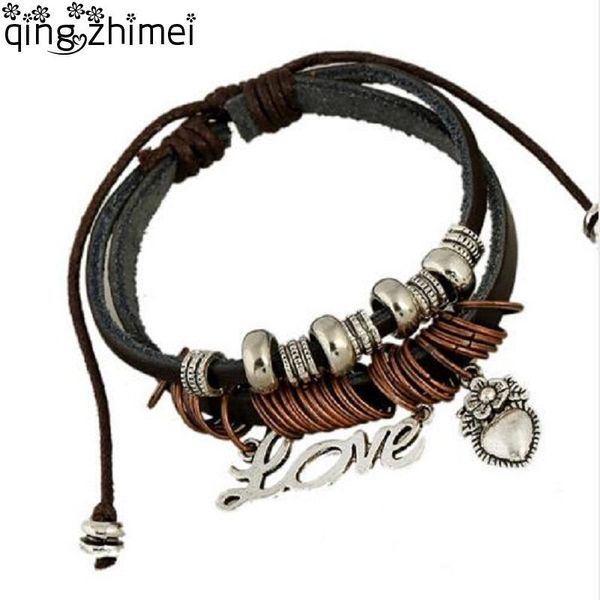 new letter love black leather women bracelet multi bronze circles strand bracelet hand lady's elegant heart jewelry, Golden;silver
new letter love black leather women bracelet multi bronze circles strand bracelet hand lady's elegant heart jewelry, Golden;silver