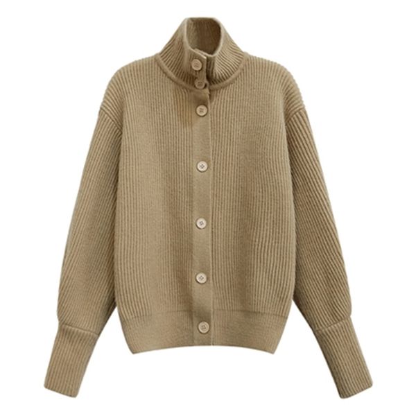 2021 new stand-up collar knitted cardigan 2021 spring women's foreign style sweater coat lazy high-necked retro js2s, White;black
2021 new stand-up collar knitted cardigan 2021 spring women's foreign style sweater coat lazy high-necked retro js2s, White;black