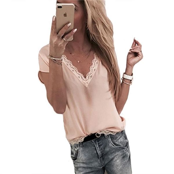 lace patchwork blouse fashion 2018 women short sleeve v neck loose casual shirt blouse femme office lady summer clothes, White
lace patchwork blouse fashion 2018 women short sleeve v neck loose casual shirt blouse femme office lady summer clothes, White