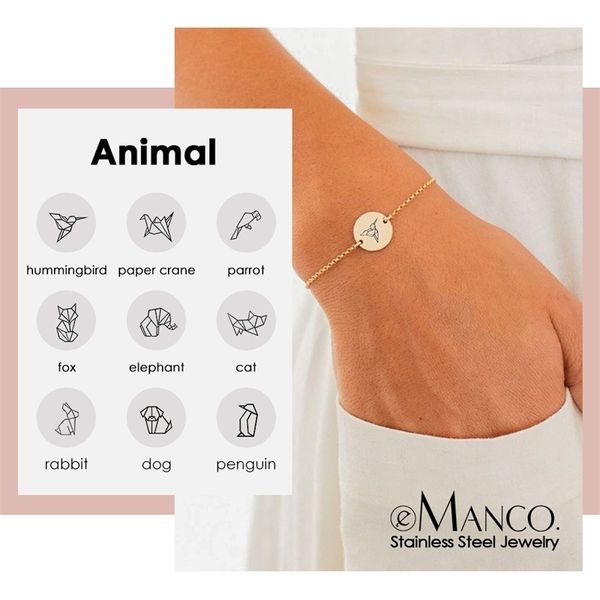 emanco custom simple bracelet female cute animal designer charm bracelet 316l stainless steel bracelet for women accessories y200323, Golden;silver
emanco custom simple bracelet female cute animal designer charm bracelet 316l stainless steel bracelet for women accessories y200323, Golden;silver