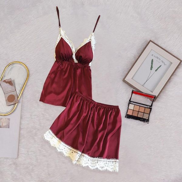 women's sleepwear lace satin pajama set white lace v-neck pyjamas sleeveless cute cami & shorts pijama mujer navidad #c1, Black;red
women's sleepwear lace satin pajama set white lace v-neck pyjamas sleeveless cute cami & shorts pijama mujer navidad #c1, Black;red