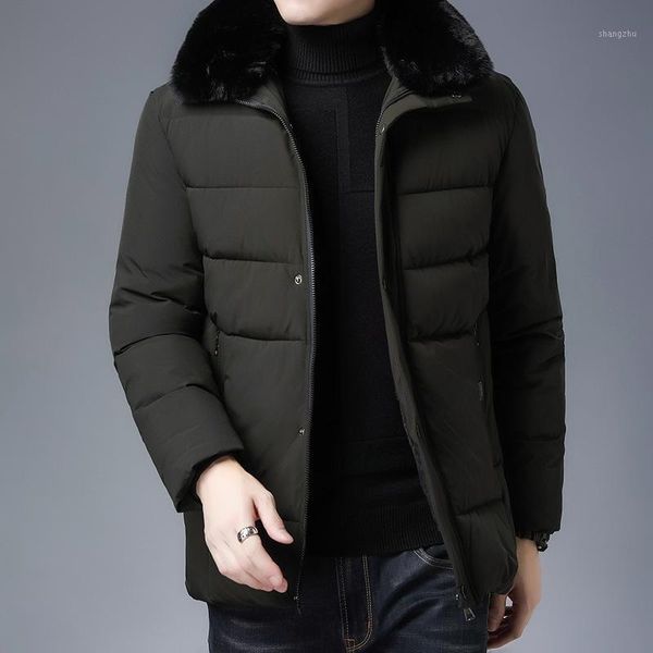 boutique 20 winter new mid long middle-aged men's cotton padded jacket with warm and thickened fur collar1, Black 
boutique 20 winter new mid long middle-aged men's cotton padded jacket with warm and thickened fur collar1, Black