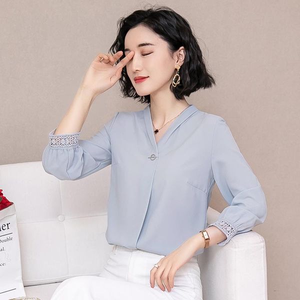 women's blouses & shirts nine-sleeve chiffon blouse female women apricot v-neck shirt blusas mujer de moda 2021 spring 990i, White
women's blouses & shirts nine-sleeve chiffon blouse female women apricot v-neck shirt blusas mujer de moda 2021 spring 990i, White