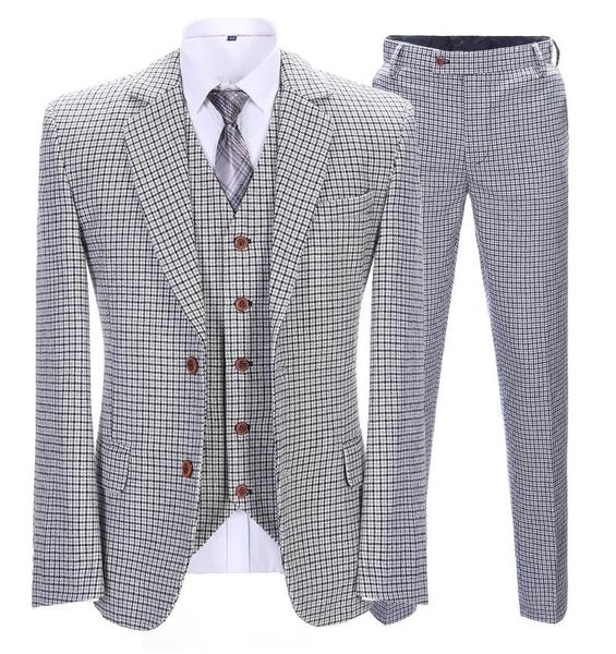 men's suits & blazers 3 pieces mens regular fit formal notch lapel houndstooth plaid wool tuxedos groom for prom (blazer+vest+pants), White;black
men's suits & blazers 3 pieces mens regular fit formal notch lapel houndstooth plaid wool tuxedos groom for prom (blazer+vest+pants), White;black