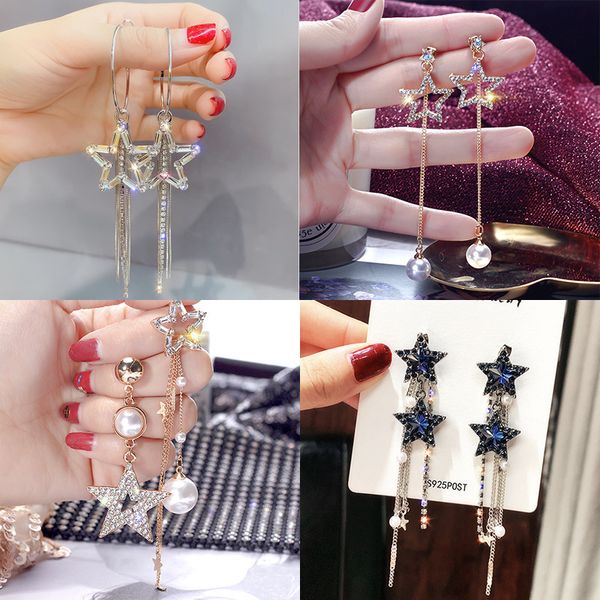 npkds female korean temperament simple rhinestones pentagram long tassel earrings fashion women girl jewelry accessories, Golden
npkds female korean temperament simple rhinestones pentagram long tassel earrings fashion women girl jewelry accessories, Golden