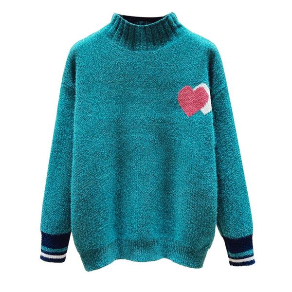 women's sweaters lukaxsikax 2021 autumn winter women thicken half turtleneck sweater sweet cute love knitted pullover, White;black
women's sweaters lukaxsikax 2021 autumn winter women thicken half turtleneck sweater sweet cute love knitted pullover, White;black