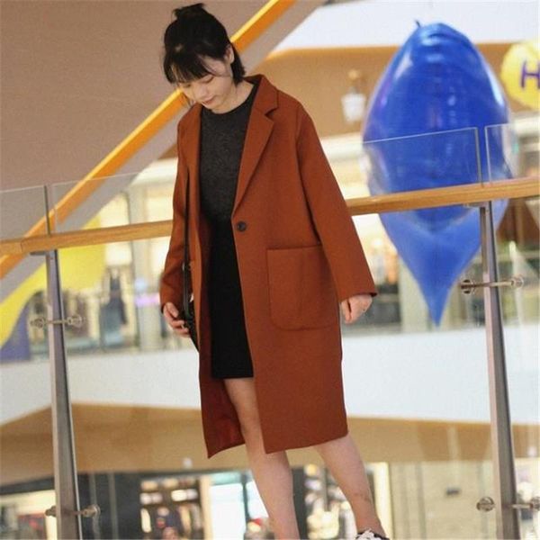 winter woman jacket single button cotton turndown collar long windbreaker korean harajuku female overcoat trenchcoat hc112, Tan;black
winter woman jacket single button cotton turndown collar long windbreaker korean harajuku female overcoat trenchcoat hc112, Tan;black