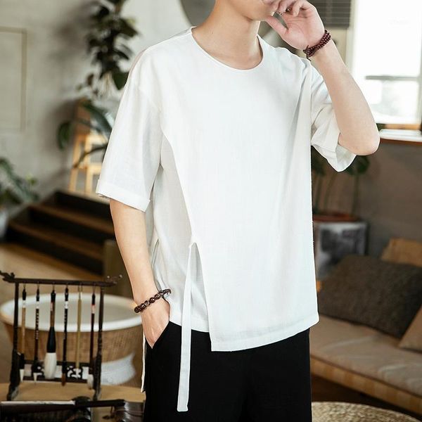 men's t-shirts 2021 summer men's white t-shirt chinese style cotton linen mens tees ribbon short-sleeved vintage casual loose t sh, White;black
men's t-shirts 2021 summer men's white t-shirt chinese style cotton linen mens tees ribbon short-sleeved vintage casual loose t sh, White;black