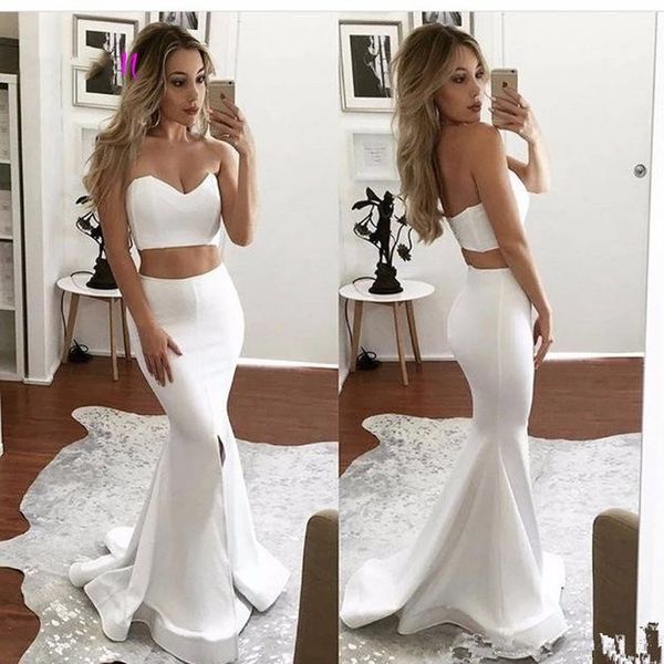 sweetheart two pieces mermaid evening dresses long formal dress 2021 elegant satin side slit prom gowns vestido de festa, Black
sweetheart two pieces mermaid evening dresses long formal dress 2021 elegant satin side slit prom gowns vestido de festa, Black