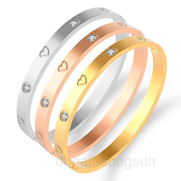 stainless steel clasp bracelet peach heart inlaid diamond bracelet titanium gold rose 3 color, Black
stainless steel clasp bracelet peach heart inlaid diamond bracelet titanium gold rose 3 color, Black