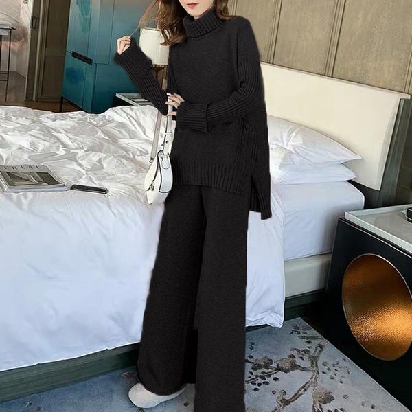 women's tracksuits sweater set women tracksuit spring autumn knitted suits 2 piece warm turtleneck pullovers wide legs pants, Gray
women's tracksuits sweater set women tracksuit spring autumn knitted suits 2 piece warm turtleneck pullovers wide legs pants, Gray