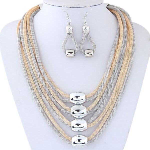 women girls layered necklace and earrings set alloy statement jewelry multilayer strand necklace party jewelry accessories, Silver
women girls layered necklace and earrings set alloy statement jewelry multilayer strand necklace party jewelry accessories, Silver