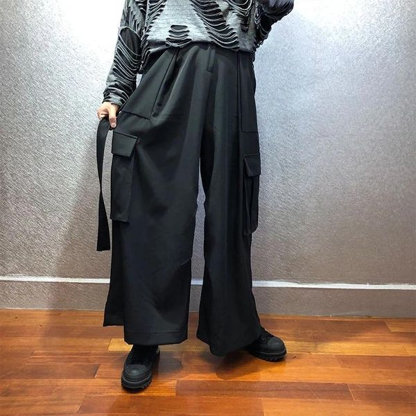 men's pants autumn and winter dark wind loose straight non-iron trousers trendy street wild belt function wide-leg, Black
men's pants autumn and winter dark wind loose straight non-iron trousers trendy street wild belt function wide-leg, Black