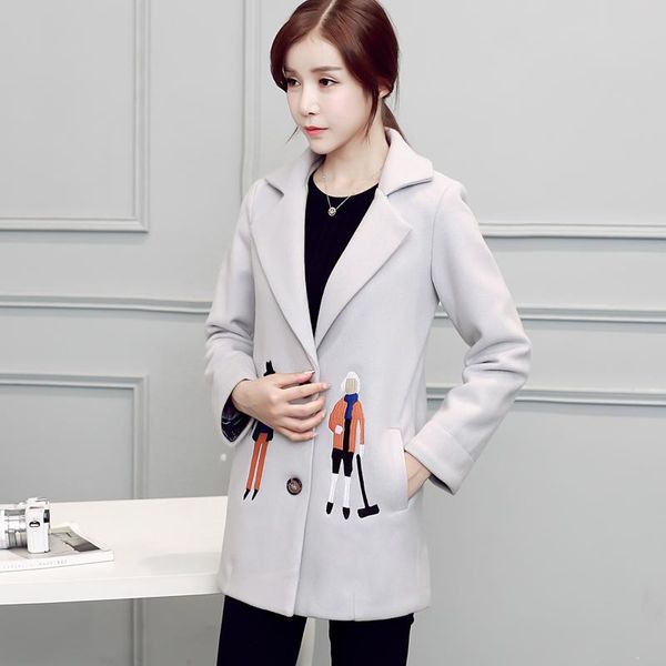 jacket women cartoon embroidery turn down collar single breasted woolen ladies coat 2020 new long sleeve slim wool jacket women, Black;brown
jacket women cartoon embroidery turn down collar single breasted woolen ladies coat 2020 new long sleeve slim wool jacket women, Black;brown
