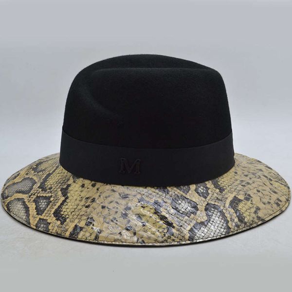 leisure fashion snake new skin texture wool felt exquisite art hat, Blue;gray