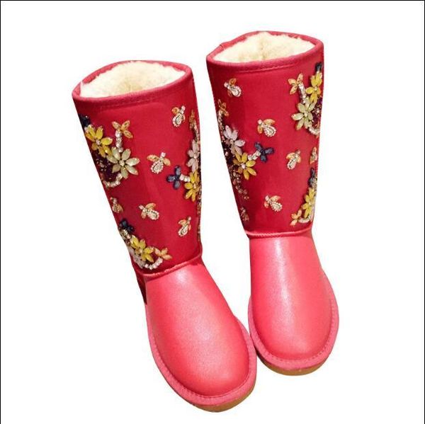 2020 sweet hand-studded impermeable strass flowers high snow boots tx5l, Black
2020 sweet hand-studded impermeable strass flowers high snow boots tx5l, Black