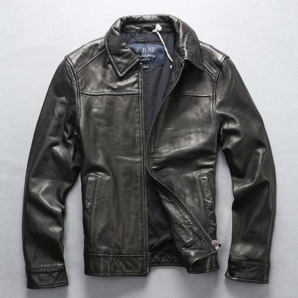 2018 men's leather jacket business casual lapel sheep leather mens genuine coat autumn and winter1, Black
2018 men's leather jacket business casual lapel sheep leather mens genuine coat autumn and winter1, Black