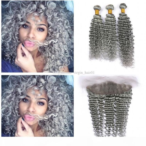 #grey brazilian deep curly wave virgin human hair 3 bundles with sliver grey 13x4 ear to ear full lace frontal closure 4pcs lot, Black;brown
#grey brazilian deep curly wave virgin human hair 3 bundles with sliver grey 13x4 ear to ear full lace frontal closure 4pcs lot, Black;brown
