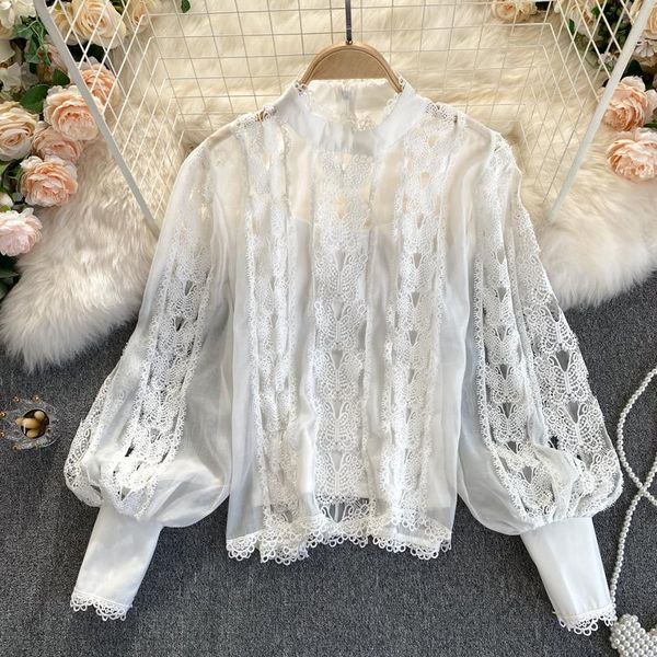 women's blouses & shirts feminine retro round neck long sleeve lace hollow butterfly crochet fashion shirt women elegant clothings blou, White
women's blouses & shirts feminine retro round neck long sleeve lace hollow butterfly crochet fashion shirt women elegant clothings blou, White